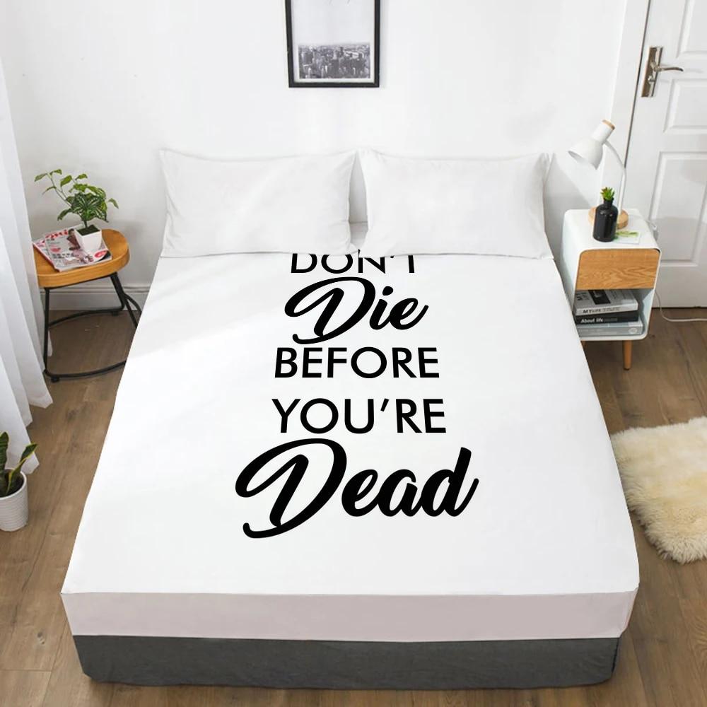 White Letter Fitted Sheets Mattress Cover With Elastic Band 3D Bed Sheet Linens 200x220 160x200 Bed Sheet Customize Size/design