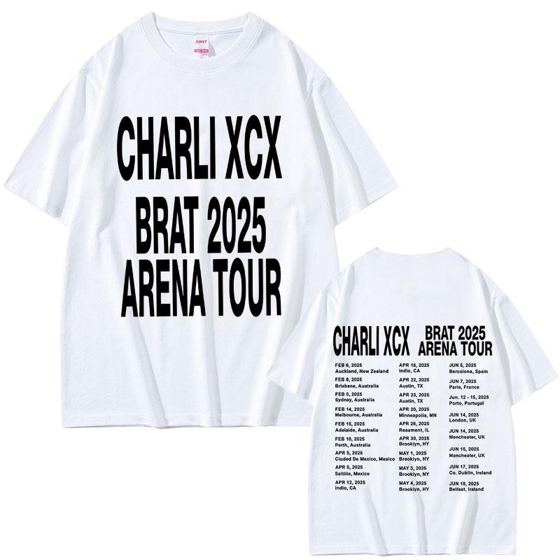 Charli Xcx Brat 2025 Арена Тур Футболки Унисекс Женская Мода Поп Музыка Футболки Хлопок Оверсайз Короткий Рукав Футболка Уличная Одежда