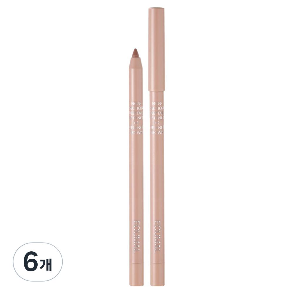 Ekmall Non-Section Deep Tail Lip Pencil 0.4g 05 Melange Brown 6 pcs