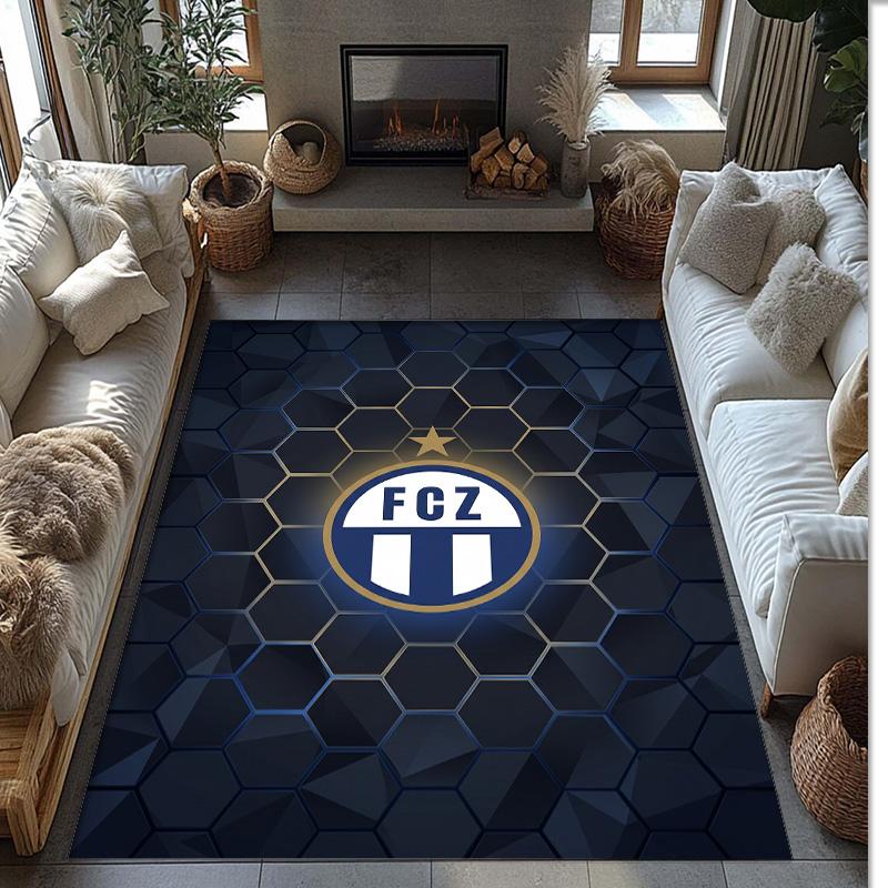 FC Zürich Soccer Football Pattern Soft Area Rug Non Slip Indoor Floor Carpet Sports Decor Mat for Bedroom