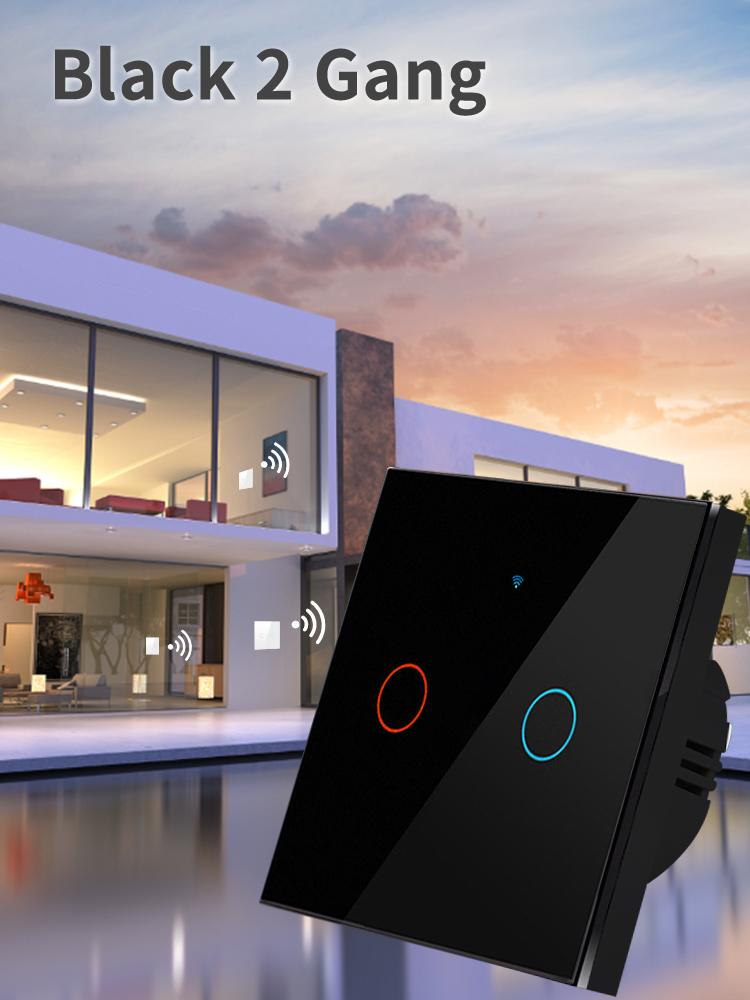 Tuya WiFi Smart Switch Alexa Не требуется нейтральный провод Беспроводной настенный сенсорный выключатель для освещения 1/2/3Gang 433RF Google Home
