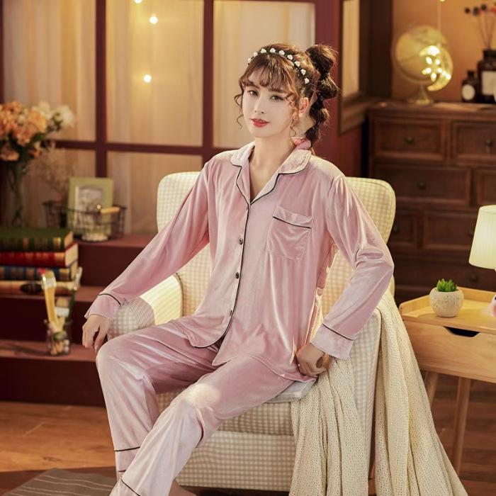 [Golden Velvet] Женская пижама из плюшевого кораллового флиса - красная, теплая для осени и зимы