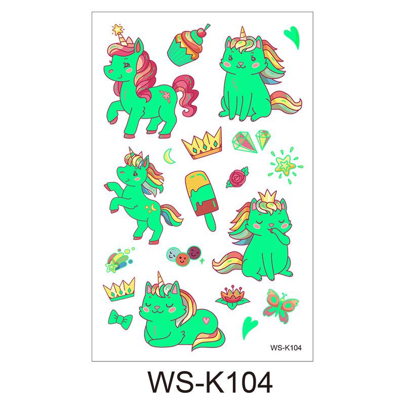 Детская мультяшная светящаяся в темноте татуировка с флуоресцентной зеленой водонепроницаемой бонусной наклейкой