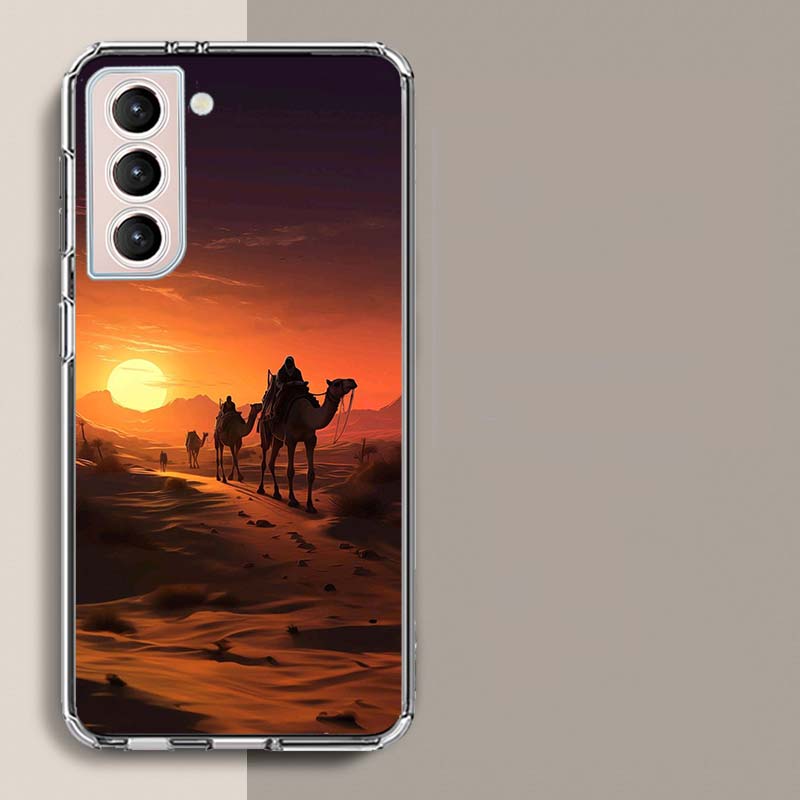 Чехол для телефона с караваном верблюдов в пустыне для Samsung Galaxy S25 Edge S24 S23 FE S21 S20 S10 Plus S22 S26 Ultra Прозрачные чехлы