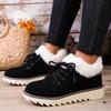 New Large-sized Front Lace-up Snow Boots for Women, Warm and Thickened Cotton Shoes