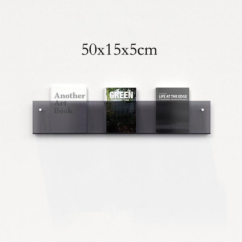 Acrylic Floating Bookshelf, Hanging Wall Shelf, Literature Display Shelf, Brochure Holder, Magazine Wall Mount, 10 Colors