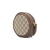 Gucci Круглая монетница из канвы GG Supreme с отделкой из коричневой кожи и полосой Web, Женская сумочка-клатч на запястье для ежедневных поездок 574841-96IWG-8745