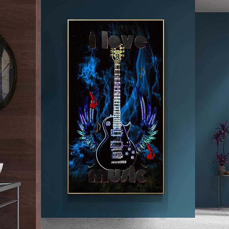 Я люблю музыку, крутые постеры с гитарой, принты на холсте, музыкальный инструмент, студия, настенный художественный декор, живопись, индивидуальные фотографии, домашний декор
