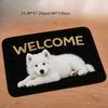 1 шт. Фланелевый коврик для двери, уличный и комнатный коврик Welcome для входной двери, сувенир с собакой породы Самоед и праздничный подарок, с милым щенком и WELCO