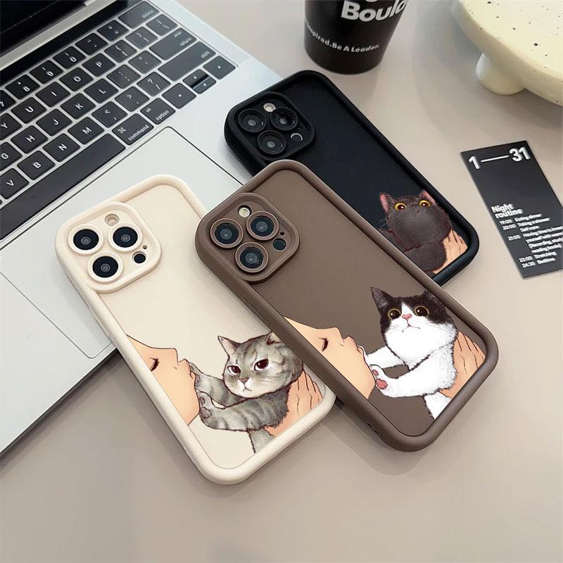 Иллюстрация 'Кошачий Поцелуй' Чехол для Телефона iPhone 17 16 15 14 13 12 11 Серии Pro Max Plus Двухслойная Защита