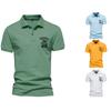 Хлопок с лацканами, короткий рукав, однотонная вышивка, спортивный низ, мужское ПОЛО, большой размер