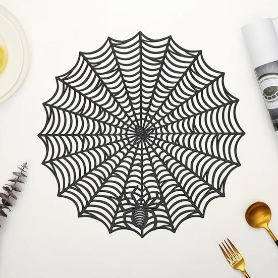 Коврик для стола на Хэллоуин Креативный пластиковый коврик для паутины Водонепроницаемый маслостойкий теплоизоляционный коврик для чаши Многоразовый коврик против ожогов Кухонные принадлежности