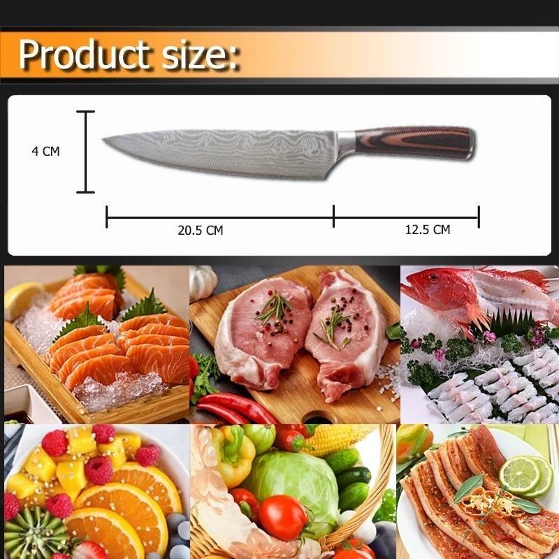 MYVIT TOP Kitchen Knives 8 Inch Damascus Steel Kitchen Knives Professional Japanese Damascus Chopping Knife Chef Knife