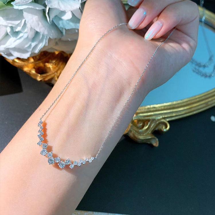 925 Silver Fashion New Arrival 1 Carat Small Diamond Pendant Necklace Female Shiny Crystal Clavicle Chain Jewelry Party Gift