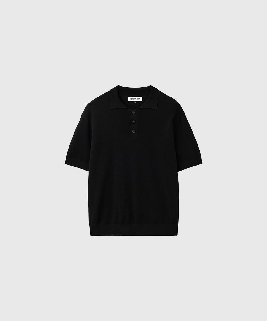 GENERALIDEA Man Temperature Cut Cool Button Collar Half Knit [Black] / Gf2Mkp013
