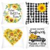 New Green Plant Letter Print Sunflower Print Pillow Home Sofa Cushion Cover