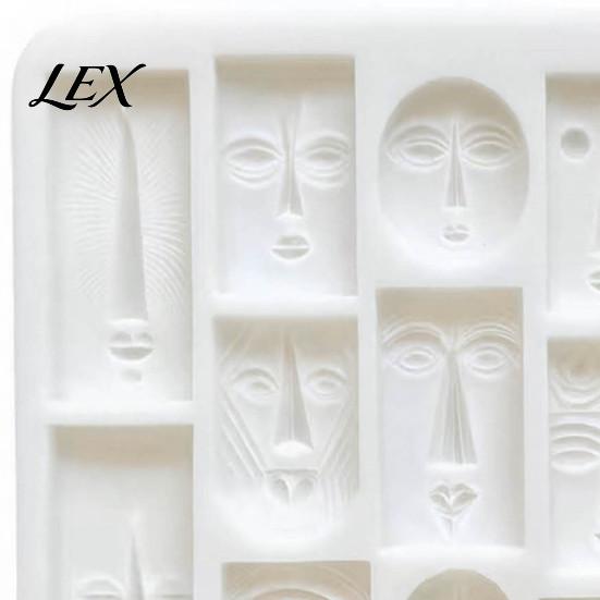 Artistic Face Shape Fondant Cutter Art Styling Baking Mold, Multi-grid Flexible Geometric Texture Tray, Abstract Resin Craft Mold PLA Chocolate