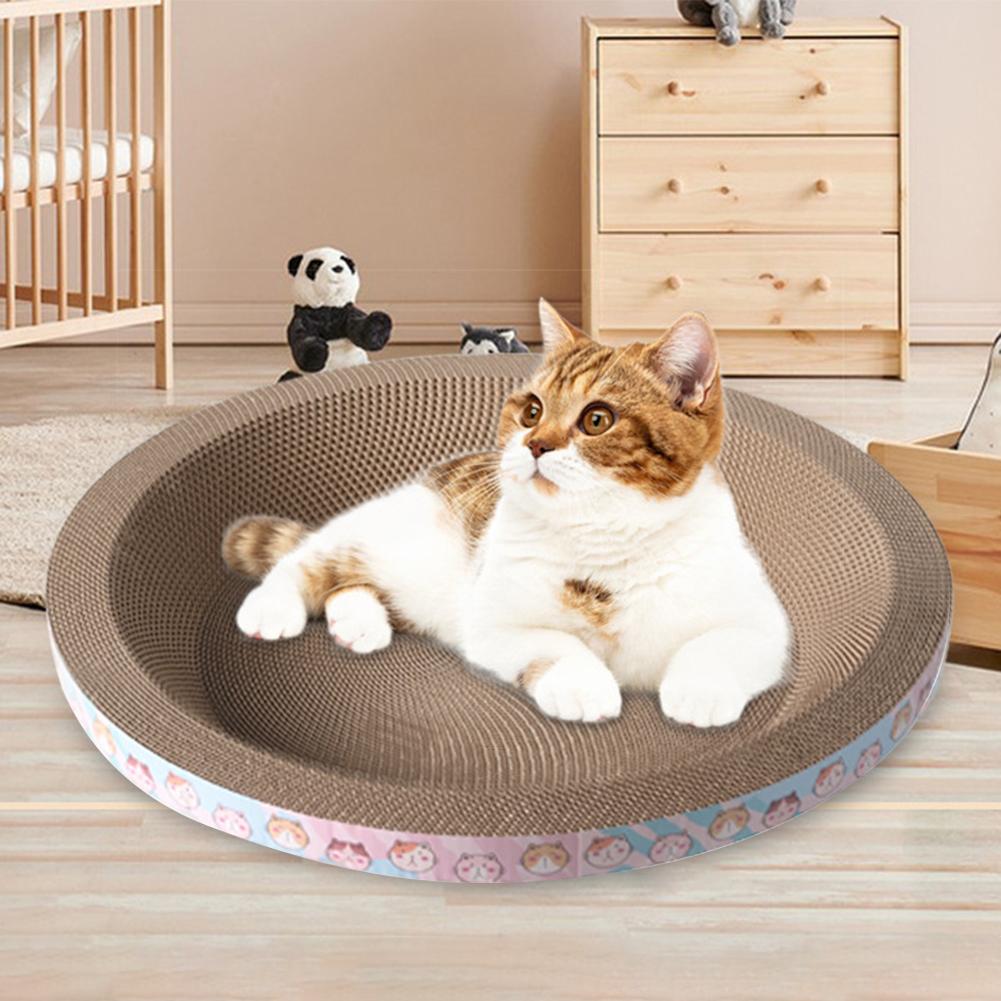 Cat Scratching Board Round Cat Scratcher Cardboard Bed Wear-Resistant Self Teaser Toy Pet Grinding Claw Cardboard S/M/L/XL