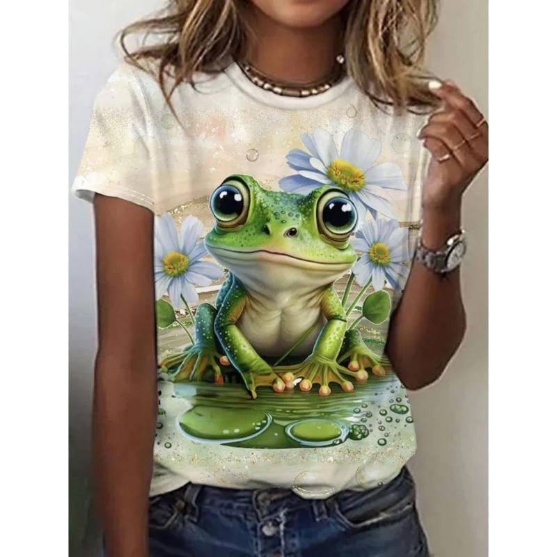 Women's T-Shirts Cartoon Characters Cute Pattern 3d Print Tshirt Funny Cartoon Animal Casual Short Sleeve O Neck Female Clothing