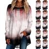 Women's Casual  Plus Size Long Sleeved Round  Printed T-shirt Top Pullover
