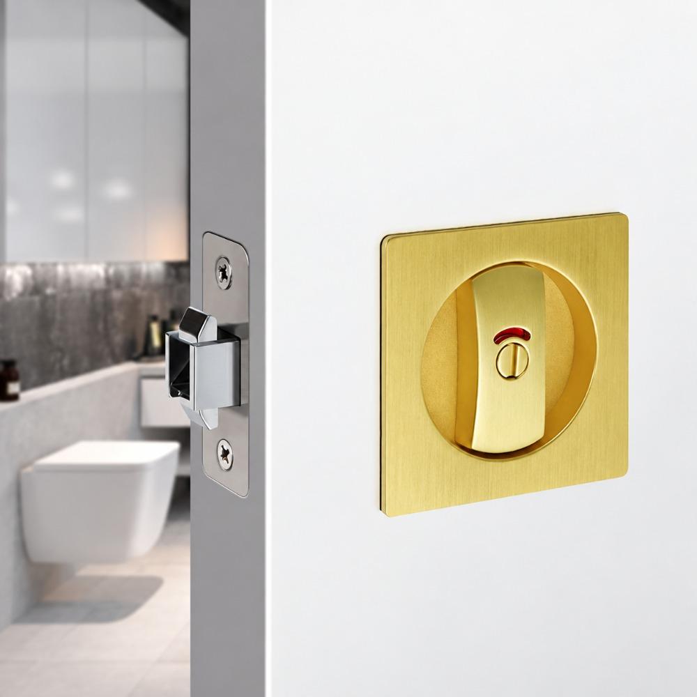 Zinc Alloy Pocket Door Lock Self-Locking Keyless Lock Premium Sliding Privacy Lock  Home