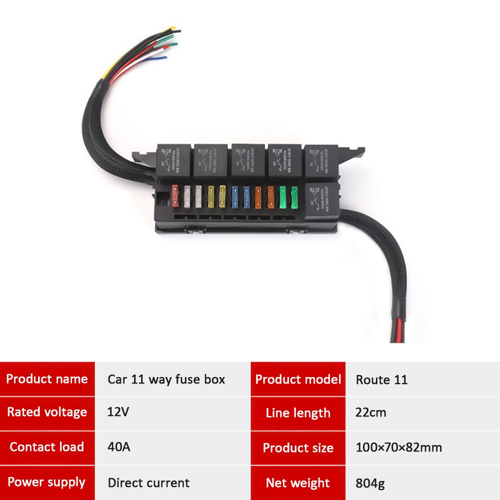 12V Fuse Block Fuse Relay Box Block 11 Way Waterproof 4PINATC/ATO Fuse Block and 6 Slot Relay Panel for Universal Vehicles Car