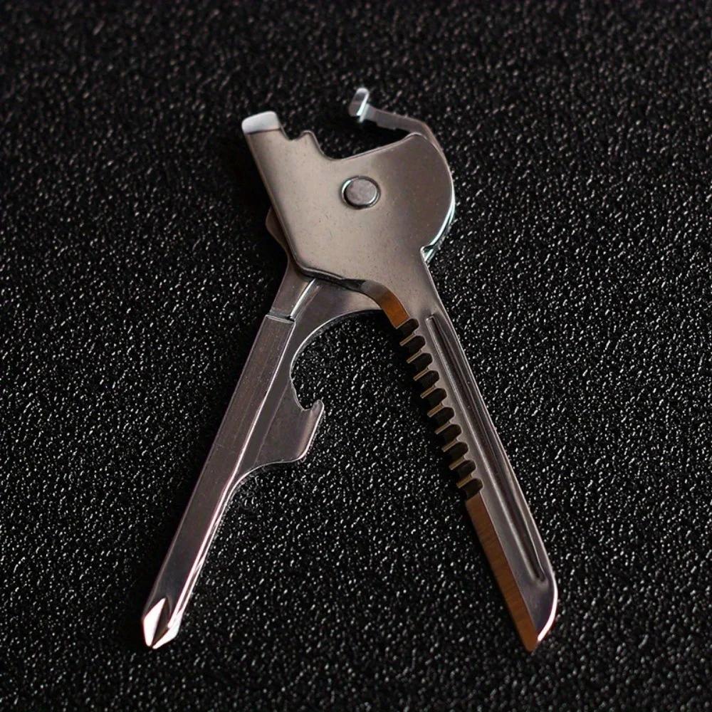 1PC New 6 In 1 Key Knife Outdoor Stainless Steel Multi-function EDC Gadget Bottle Opener Screwdriver Portable Combination
