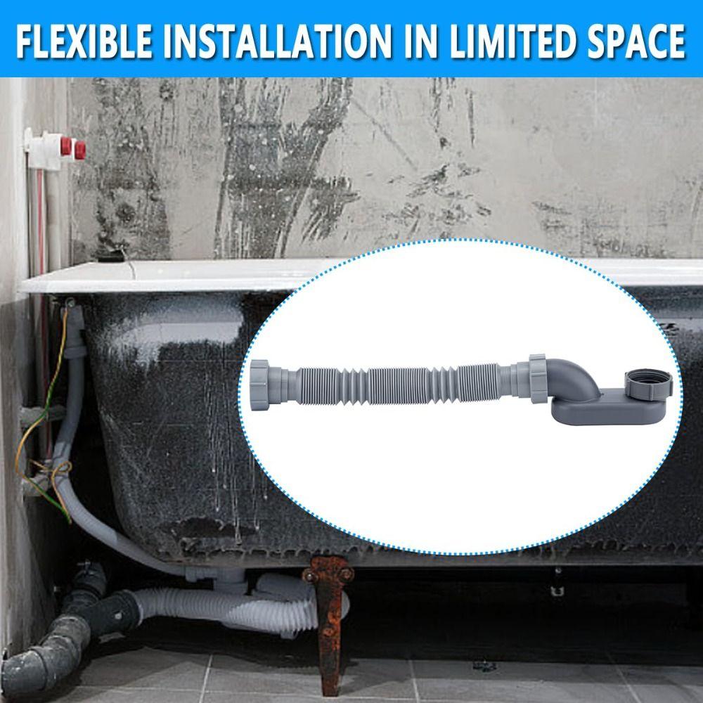 Adjustable Drain Pipe Flexible Flat P Trap Durable Freestanding Tub Drain Bathtub Shower