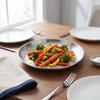Round Stainless Steel Fruit Pan Brushed Round Pizza Tray  Dessert Fruit Western Cuisine