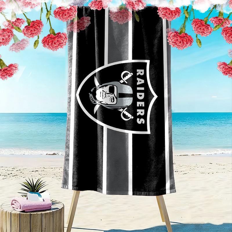 Las Vegas Raiders Print Beach Towel, Large Soft Quick Dry Towel for Beach Camping Swimming