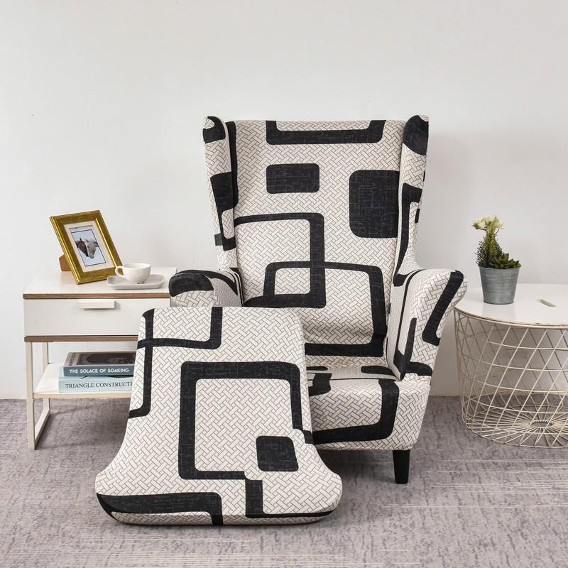 Чехлы для стульев с крыльями, 2 шт./компл., эластичный чехол для дивана, чехол для кресла с принтом, защитный чехол для мебели, мягкий диван с эластичным дном