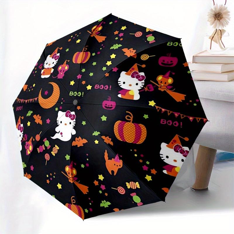 1pc Hello Kitty Halloween PatternUmbrella with Plastic Handle,Suitable for All Seasons Home Travel Outdoor UmbrellaSanlio237