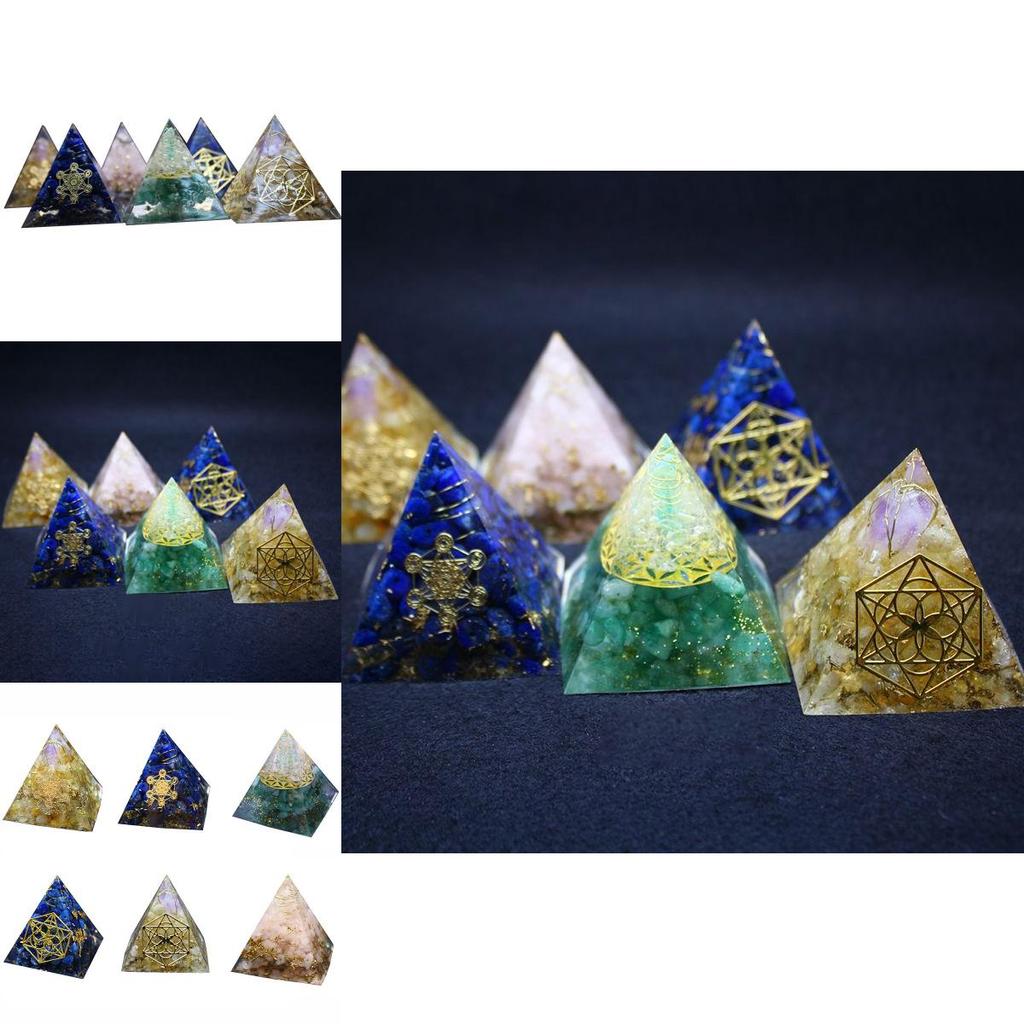 Stunning Orgonite Pyramid Featuring Vibrant Natural Crystal Macadam For Reiki Healing