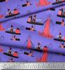 Soimoi Purple Japan Crepe Satin Fabric Women,Gift Box & Drink Party Print Fabric by metre 42 Inch