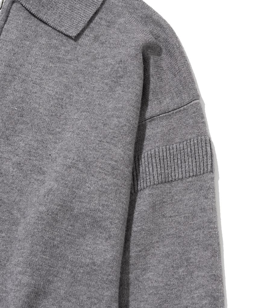 KNITTED Viscose Washable Half Zip Knit Grey