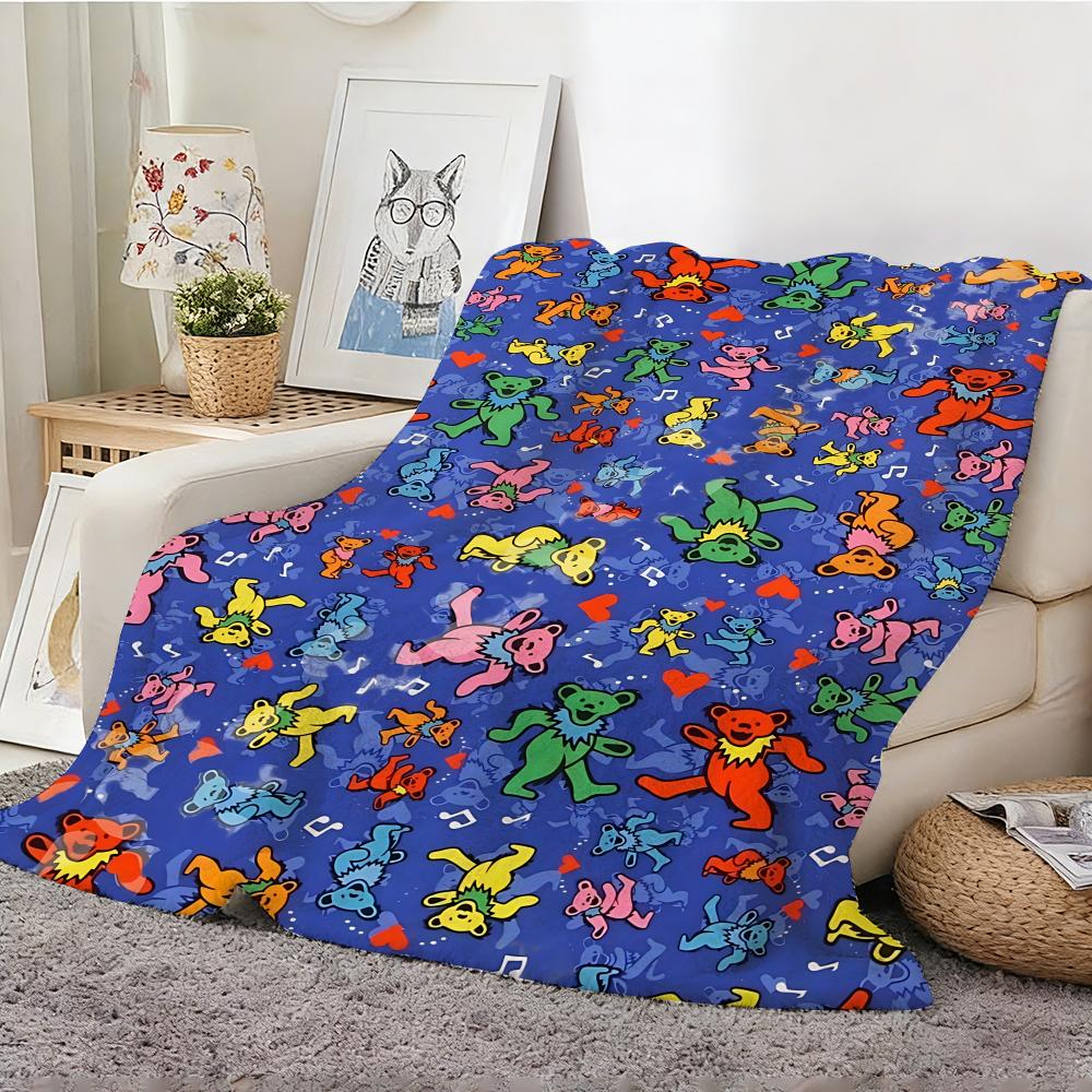 Album G-Grateful D-Dead band Throw Lightweight 240g Flannel Blanket Soft Skin-friendly for Summer Cooling