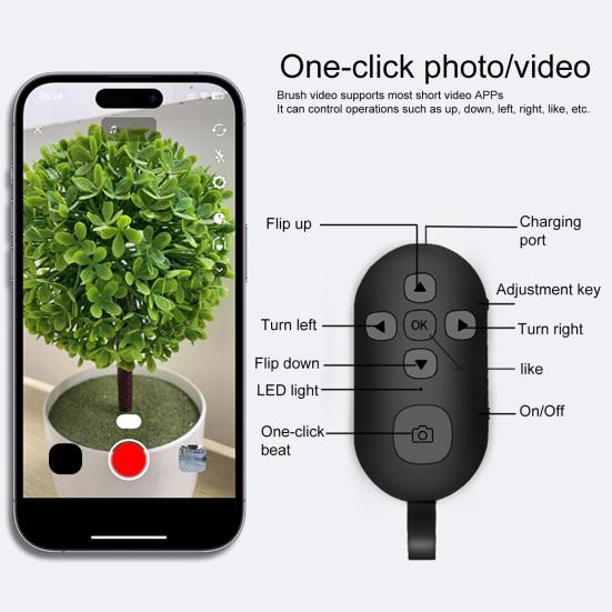 Tik-Tok, совместимый с Bluetooth, удаленное управление фотографиями, создание видео и запись пульта, перезаряжаемый пульт типа C для