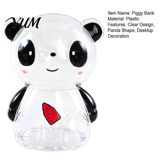 Money Saving Box Clear Panda Piggy Bank for Kids, Plastic Cash Coin Bank, Decorative Jar Decoration, Christmas Birthday Girls Boys