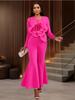 Elegant Stylish Big 3D Floral Flare Jumpsuit Women Long Sleeve Casual Formal Wedding Guest Cocktail Party One Piece Outfit