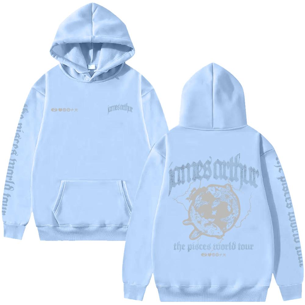 Винтажная толстовка Рыбы Мерч Джеймса Артура Свитшот Y2K Харадзюку Повседневный Хип-Хоп Уличная одежда Женская Мужская Мода High Street Пуловер