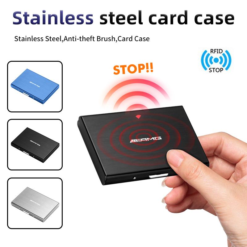 Car ID Bank Card Business Card Stainless Steel Storage Case For Mercedes Benz AMG A B C E S G Class A180 CLK CLA GLE GLC W212