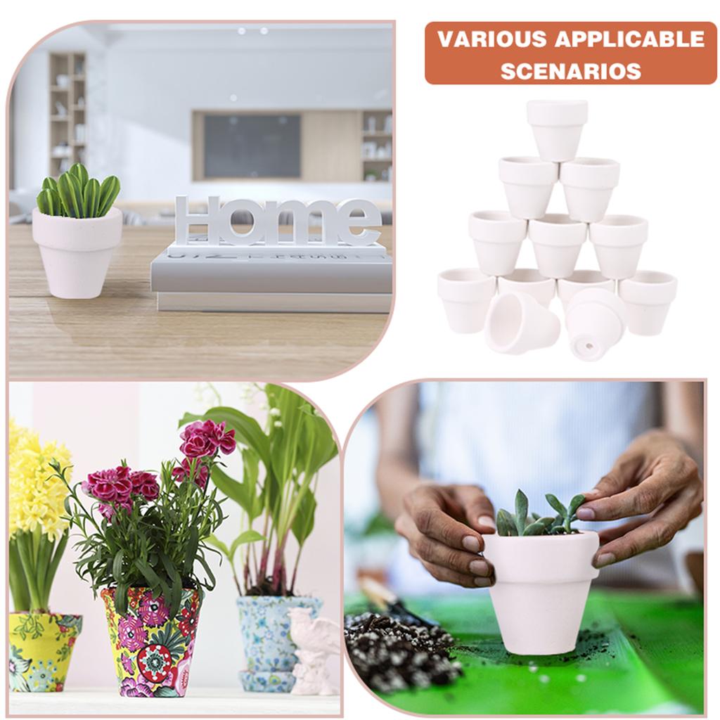 Ulele 30 шт. 1,2-дюймовые керамические цветочные горшки с дренажными отверстиями, белые терракотовые горшки, горшки для суккулентов, маленькие глиняные горшки, горшки для растений Min.