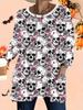 2025 Autumn Winter New Plus Size Women's Tops, Halloween 3D Print Fashion Crew Neck Long Sleeve T-Shirts