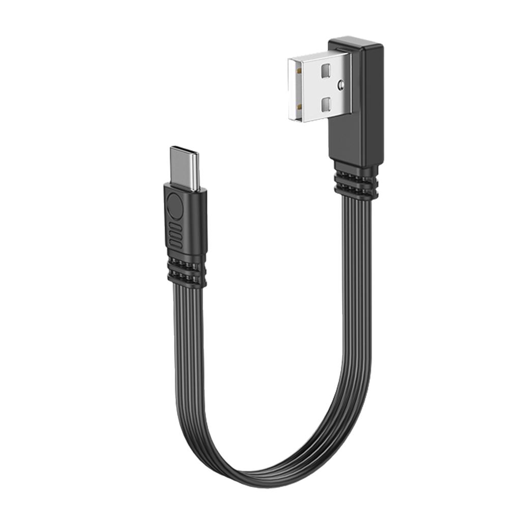 Кабель передачи данных USB 2.0 - Type C, 2 А, быстрая зарядка, скорость передачи данных 480 Мбит/с, плоский провод, колено 90 градусов для планшетов и телефонов