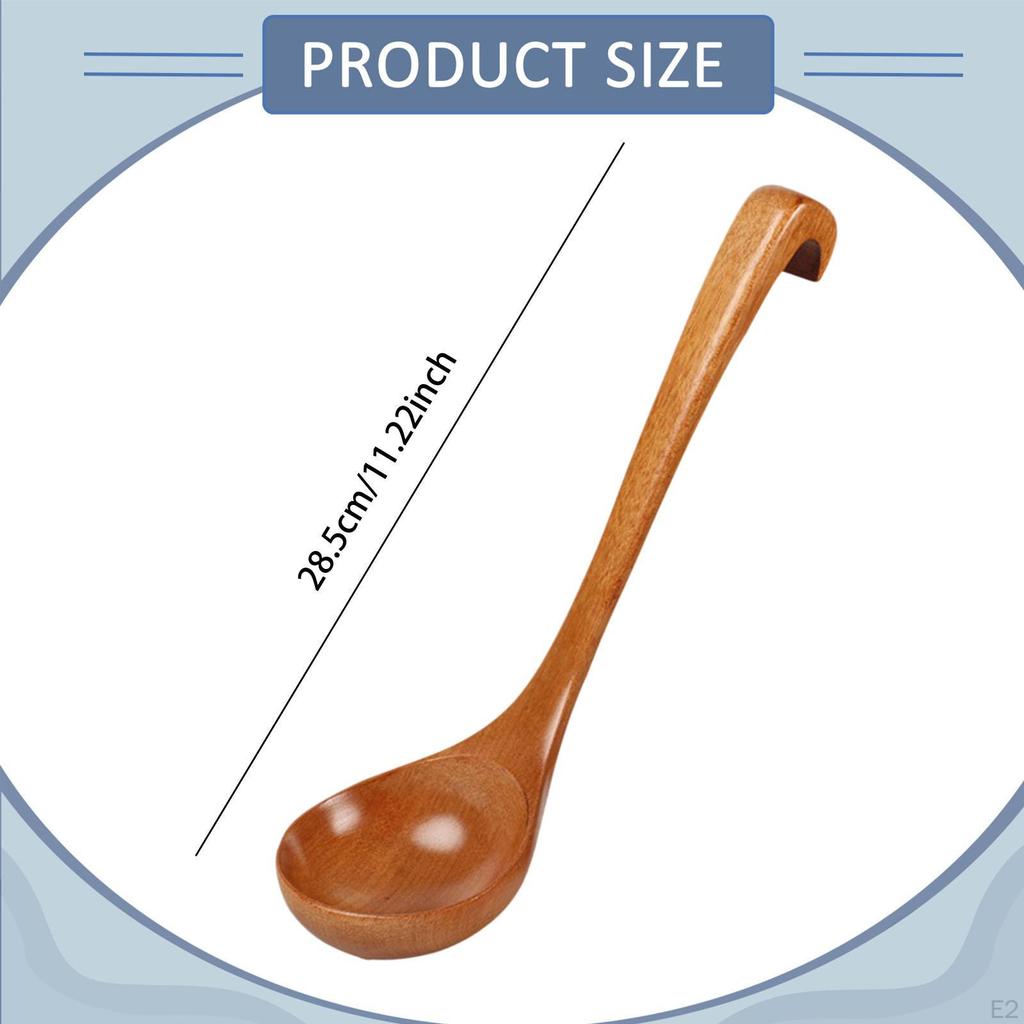 Wooden Ladle Spoon Large Chinese Comfortable Grip, Length 11.22inch ,Porridge Serving for