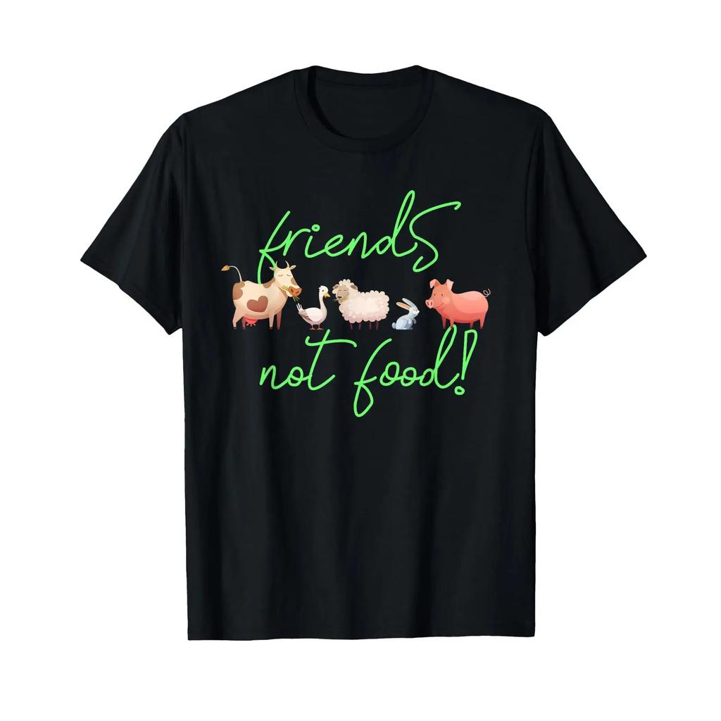 Friends Not Food Vegan Animal Protection Unisexs T Shirt Vintage Washed Stylish Streetwear Fashion Homme Slightly Soft Casual