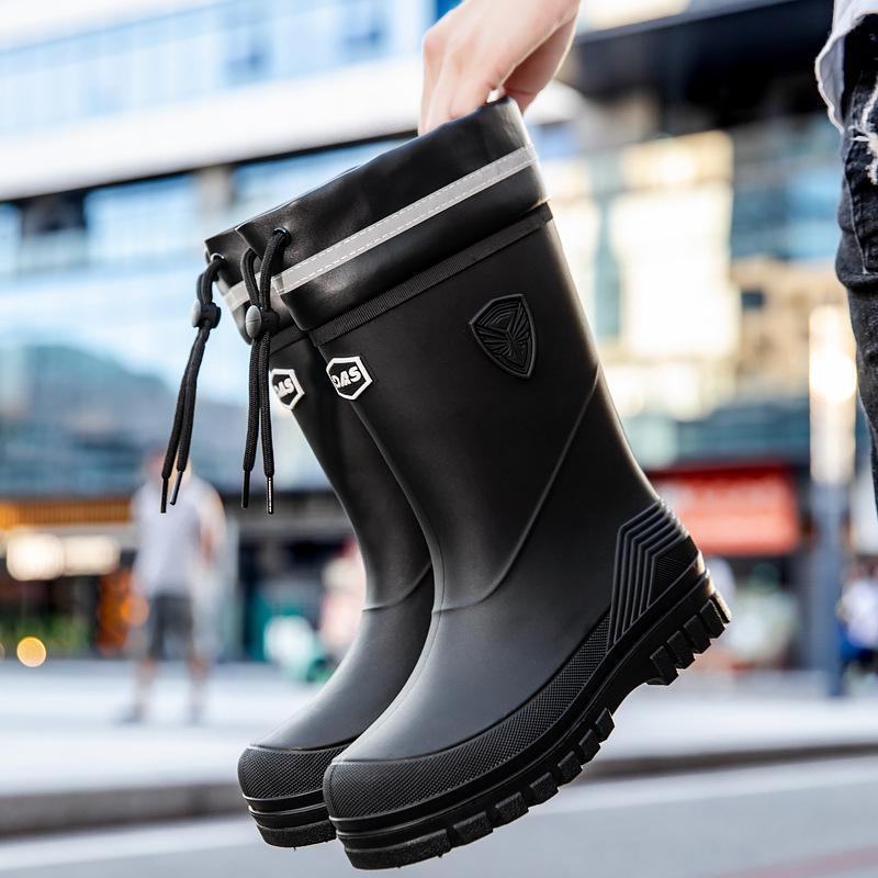 Fashion Men's Waterproof Shoes Rain Boots Medium Tube Korean Version Japanese Rubber Shoes Foot Cover Adult Foreign Trade Export