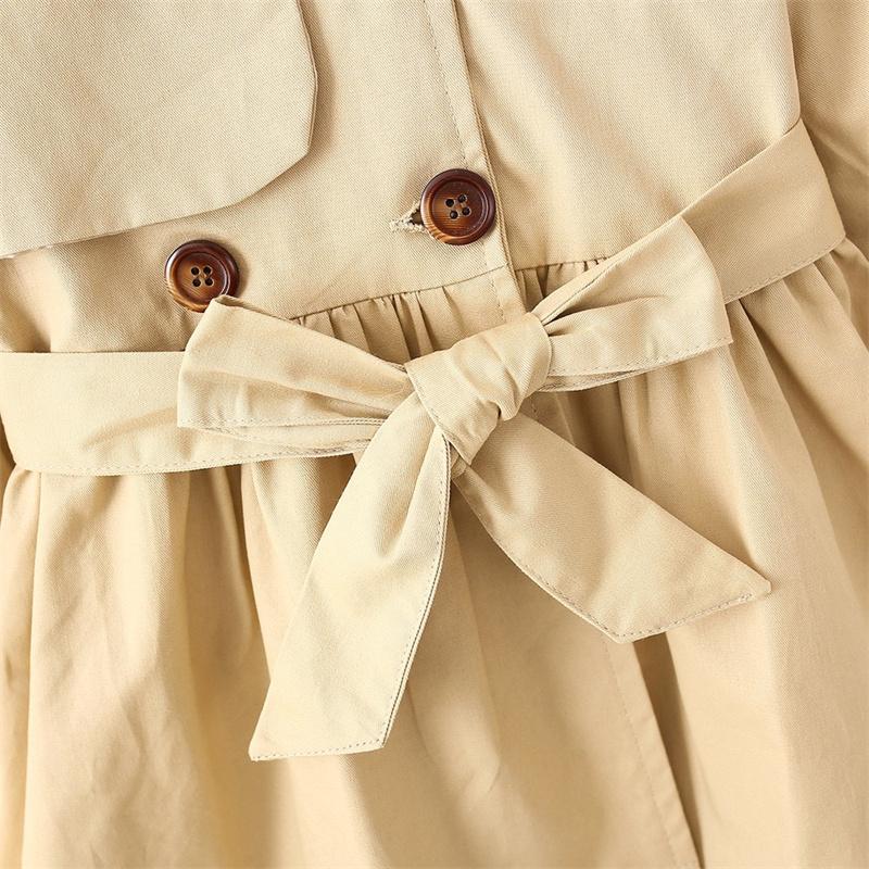 Trench Coat England Style Jacket Girls Baby Fashion Cute Turndown Collar Kids Long Windbreaker Casual Outer Clothing 1-4 Years