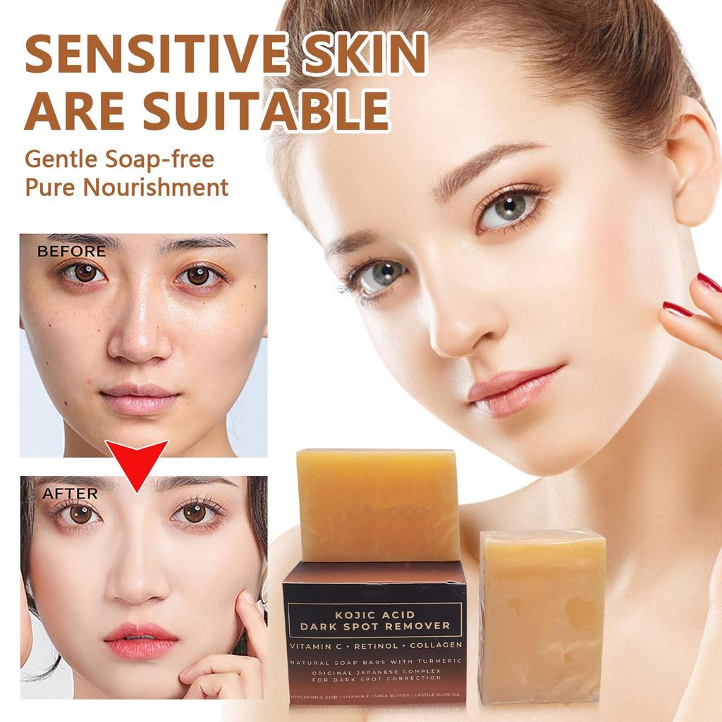 Мыло Kojic Anti-Blemish Soap с ретинолом C, коллагеном, гиалуроновой кислотой E, маслом ши и кастильским оливковым маслом