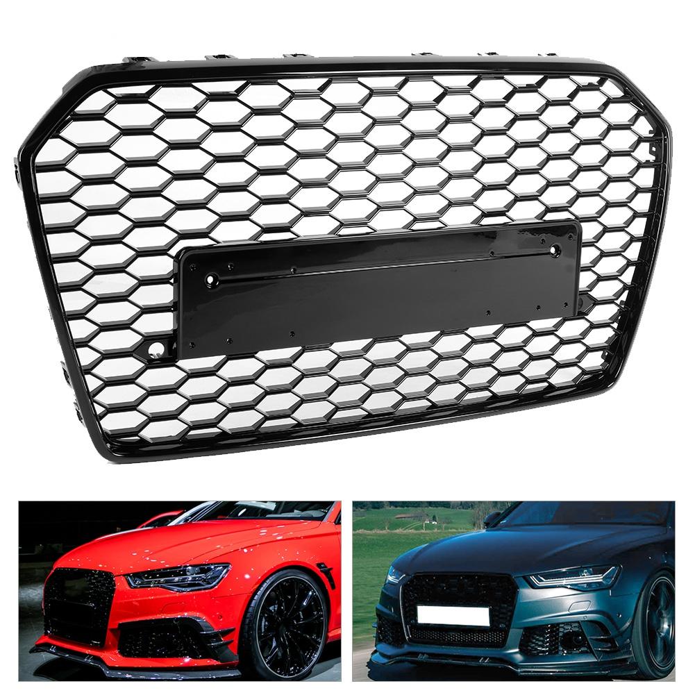 Передняя воздухозаборная решетка Hex Mesh Grille Full Black Refit для RS6 Style Подходит для A6S6 C7 2016-2018
